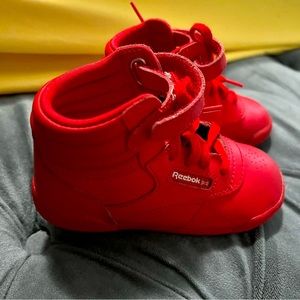 Red Reebok high top toddler 8c